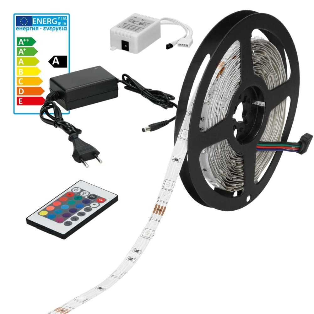 LED Stripe Strip remsa remsan 5m RGB lysröret 5050 SMD ECD Germany®