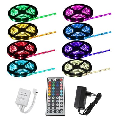5m 5050 LED Strip SMD RGB LED 30 / m ketju vyö Strip + + teholähteen