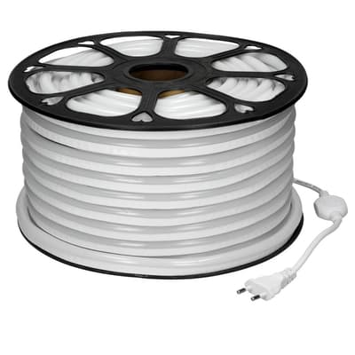 ECD Germany Neon LED strip 20m - SMD 2835-120 lysdioder / m - 9W / m - 230 - Varmvit 3000K - utan ljuspunkter - Flexibel - Vattentät IP68 - LED bar