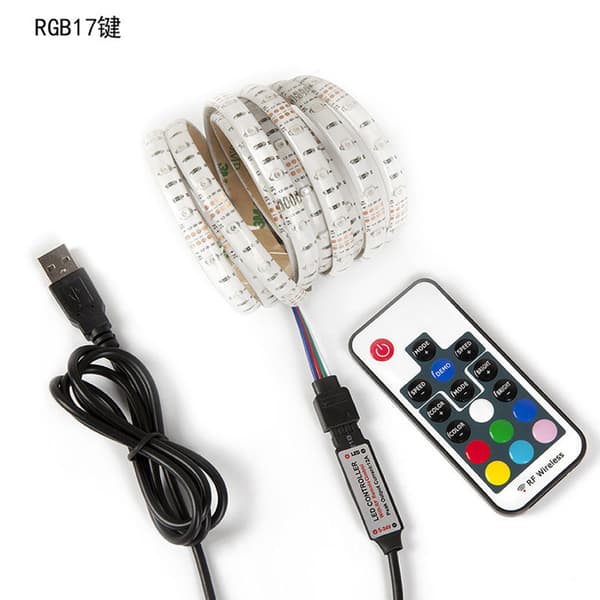 RGB LED loop USB med fjernbetjening - 5 meter vandtæt
