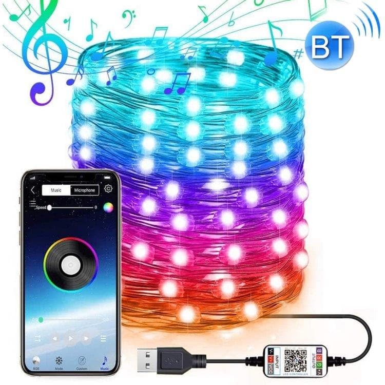 Flexibel 15m RGB LED-list / Ljusslinga / LED-Strip Bluetooth APP multifärg