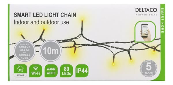 WiFi light chain, 10m, 80 led, adapter, IP44