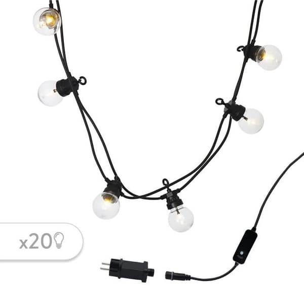 LUMIJARDIN Garland 20 LED-glödlampor - Varm vit - Anslutningsbar Party klar