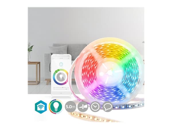 Nedis Wi-Fi Smart - Ljusslinga - LED - 15 W - klass F - RGB/varmt till kallt vitt ljus - 2700-6500 K - 5 m