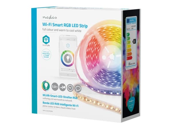 Nedis Wi-Fi Smart - Lysslynge - LED - 15 W - klasse F - RGB/varmt til kjølig hvitt lys - 2700-6500 K - 5 m