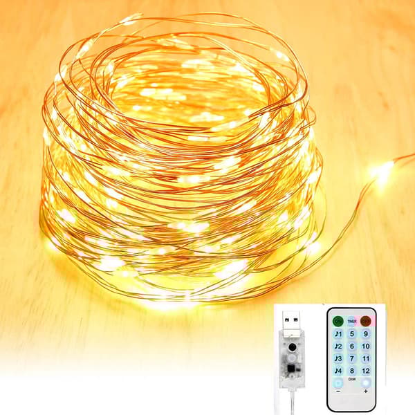 10 meter varmvit LED-slinga med fjärrkontroll & Timer