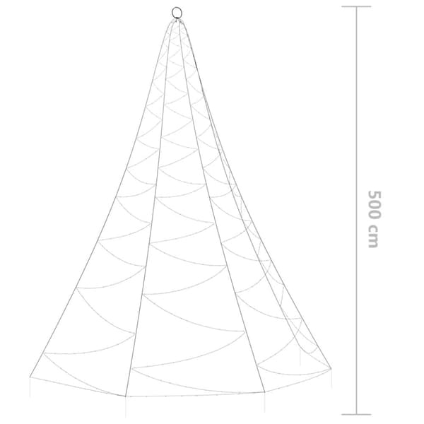 vidaXL Seinäkuusi metallikoukulla 720xLED lämmin valk. 5 m sisä/ulko