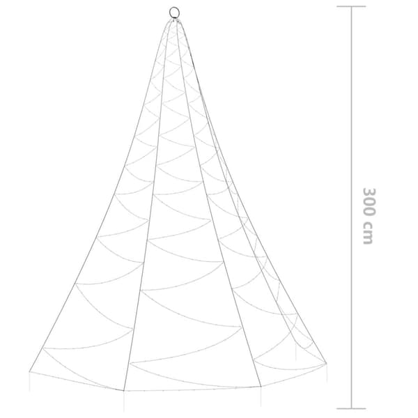 vidaXL Seinäkuusi metallikoukulla 260xLED kylmä valk. 3 m sisä/ulko