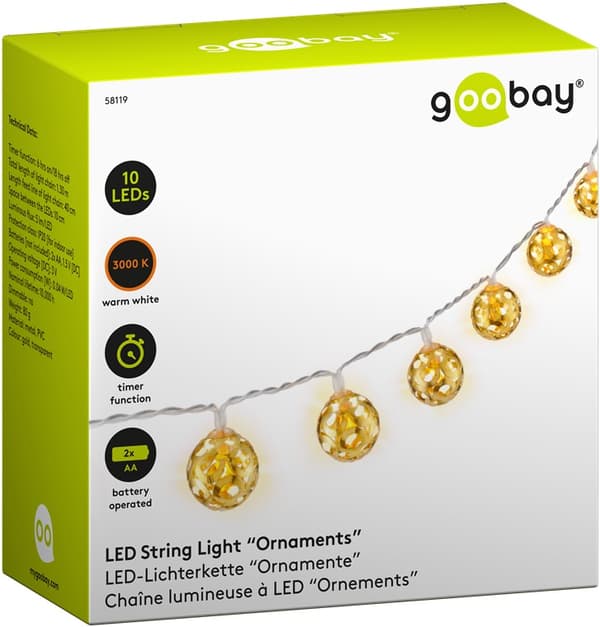 10 LED lyskæde "Ornamenter"