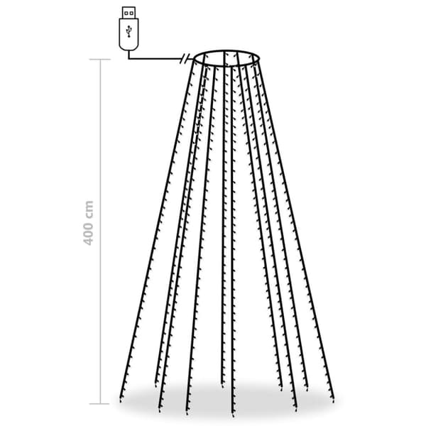 vidaXL Joulukuusen valoverkko 400 LED-valoa kylmä valkoinen 400 cm