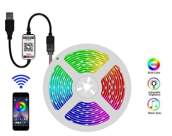 Flexibel 5m RGB LED-list / Ljusslinga / LED-Strip Bluetooth APP