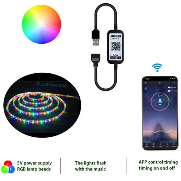 Fleksibel 5m RGB lyssløjfe / LED strip / LED-Strip Bluetooth APP