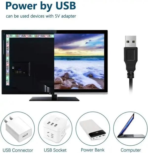 Waterproof 5m USB LED Strip Lights Bluetooth APP and 24 keys Controller Remote, 5050 Color