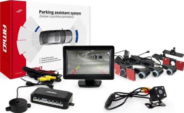 Amio pysäköintianturisarja tft01 4.3" kameralla hd-315-led 4 anturia sisällä musta