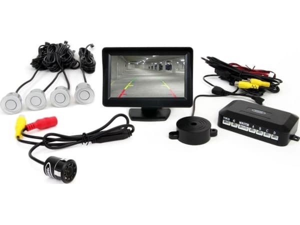 Amio Pysäköintianturisarja tft01 4.3" kameralla hd-308-led 4 anturia Hopea
