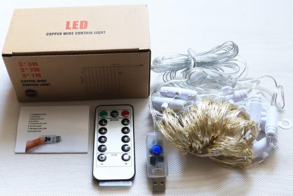 Ljusridå för fönster med 300 LED