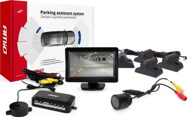 Amio Parkeringssensor Kit TFT01 4,3" med kamera HD-301-IR 4 sensorer svart lastbil