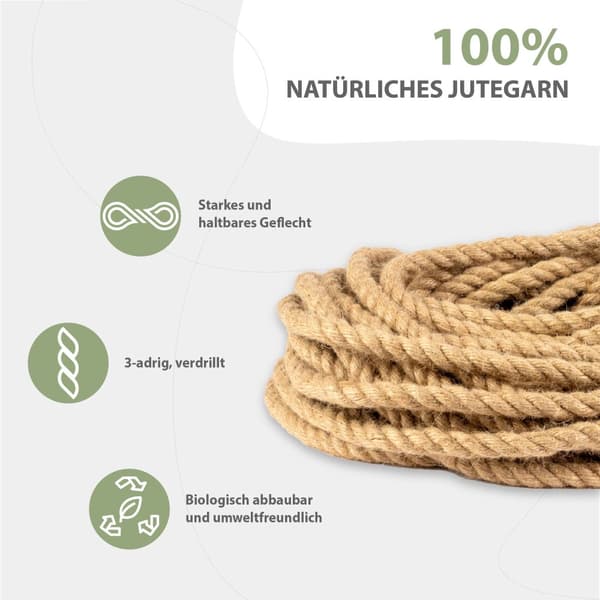 Jute garn snor snor - snor band garn pakke snor hamp reb reb garn jute garn havegarn ø 10 mm 10m