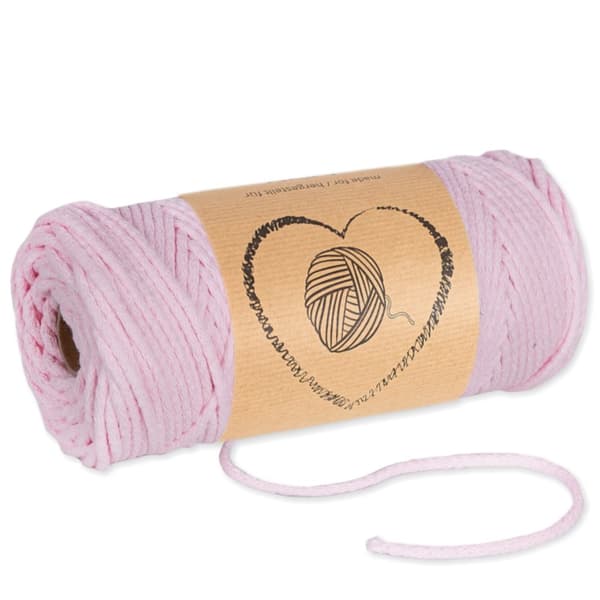 Macrame Garn 3mm - Bomullsgarn Macrame Cord Cotton Cord Cord Tejp med Polyester Core 50M Pulver Rosa Bomull