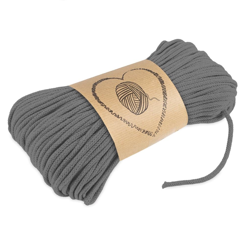 Bomullssnöre bomull beige makrame garn 5mm - bomullssnöre bomullssnöre bomullssnöre band med polyesterkärna 50M färgad grå bomull