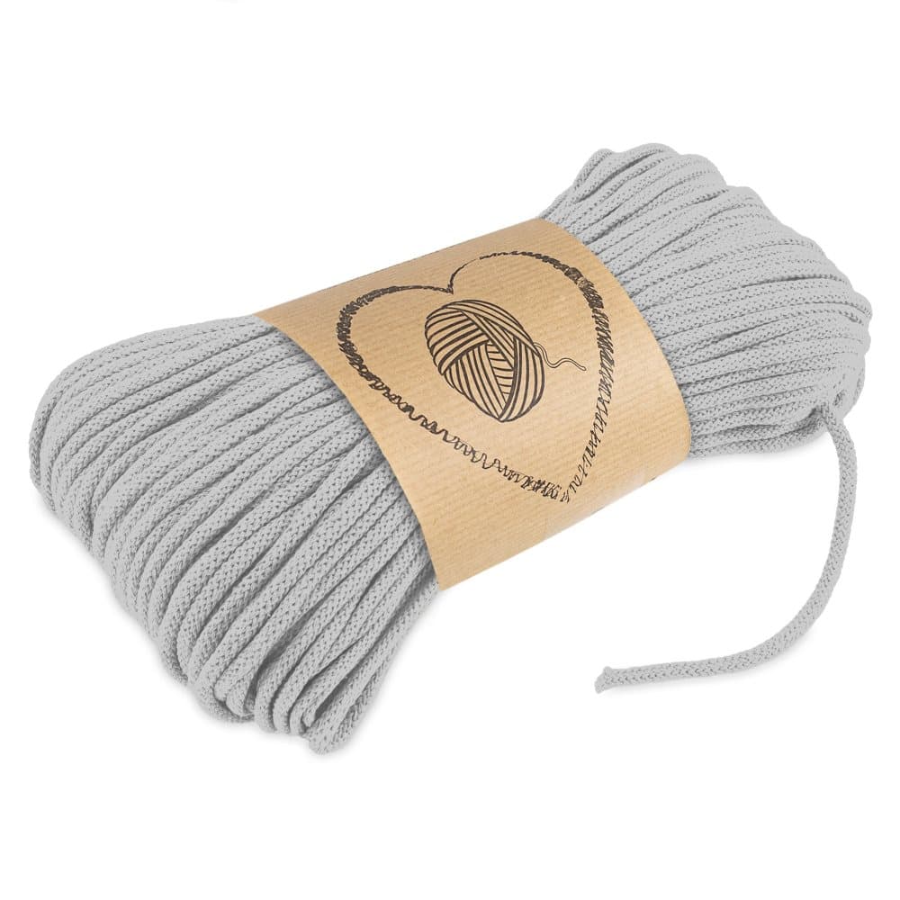 Bomullssnöre bomull beige makrame garn 5mm - bomullssnöre bomullssnöre bomull rep sladdtejp med polyesterkärna 50M färgad ljusgrå B