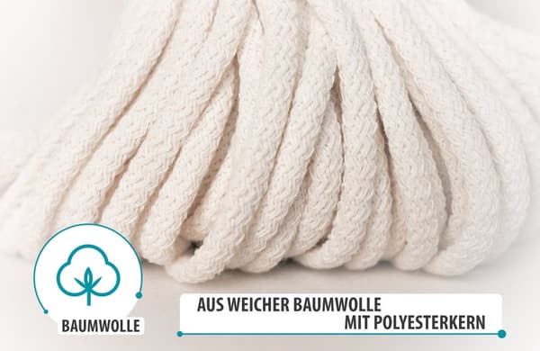Puuvillalanka puuvilla beige makramelanka 5mm - puuvillanyöri puuvillanyöri puuvillaköysinauha polyesteriytimellä 50M värillinen kuninkaallinen puuvil