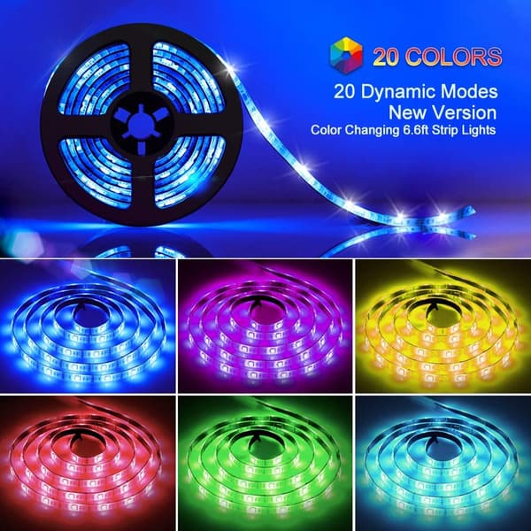 LED-nauha 2m LED Nauha Akku 5050 RGB Valopalkki Väri Vaihtava Valo nauha Himmennettävä Vedenpitävä IP65 juhla syntymäpäivä baari joulu