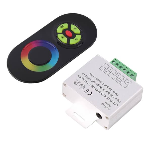 Trådlös IR Kontrollenhet & transformator för RGB LED-slinga, fjärrkontroll med touch