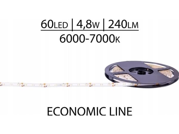 Prescot LED-remsa förtest IP63 12V SMD2835 4.8 W/M 60 LED COLD 5M/SZT EH007-050-8-W