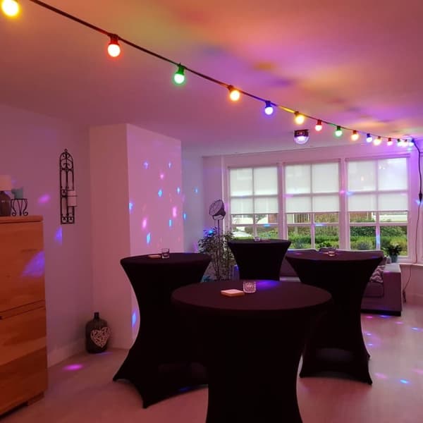Party ljusslinga utomhus 20m - 50m med utbytbara LED-glödlampor 5 olika färger