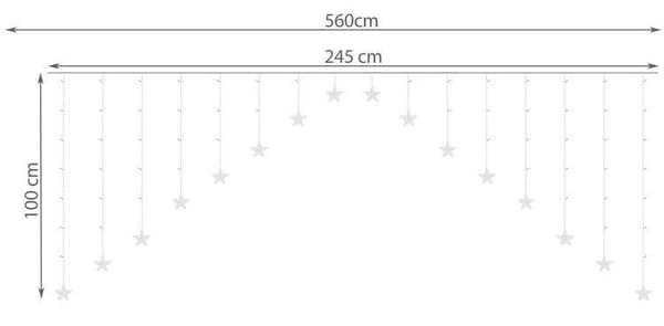Lyssnor - Lysgardin med stjerner - 136 LED - 2,5 meter