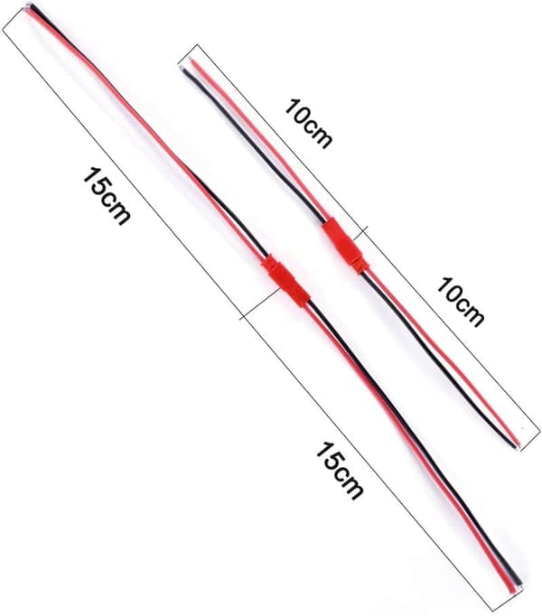20 par 22 AWG JST-stik, 2-benet hanstik LED-kabellampe RC-batterilegetøj 10cm og 15cm - tilbehør til fjernbetjening legetøjskabel