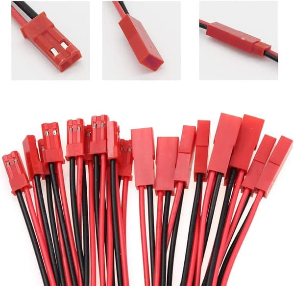 20 par 22 AWG JST-stik, 2-benet hanstik LED-kabellampe RC-batterilegetøj 10cm og 15cm - tilbehør til fjernbetjening legetøjskabel