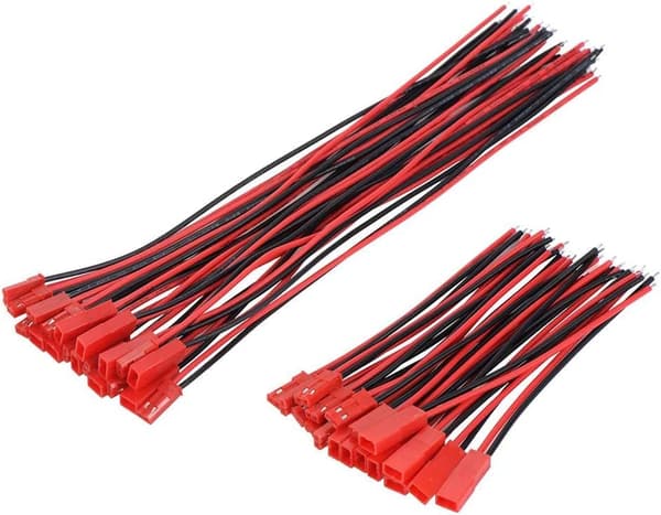 20 par 22 AWG JST-stik, 2-benet hanstik LED-kabellampe RC-batterilegetøj 10cm og 15cm - tilbehør til fjernbetjening legetøjskabel