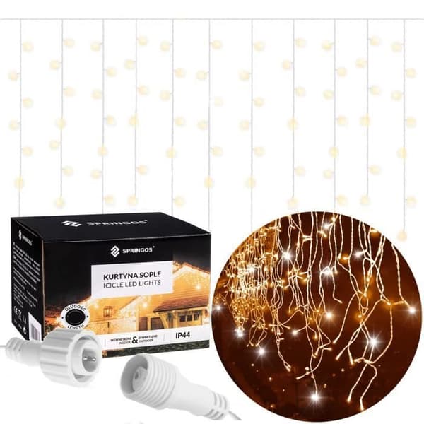 Ljusgirlang - SPRINGOS - 500 LED - 22,5 m - Varm vit - Blinkfunktion - IP44
