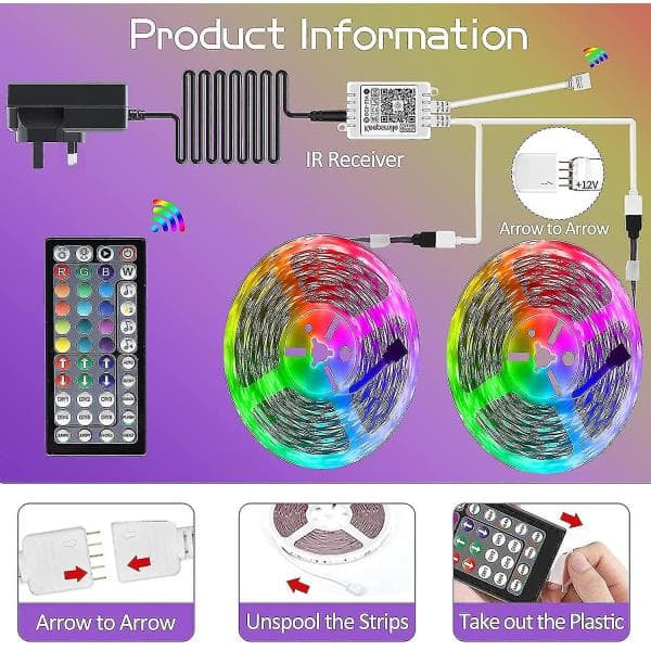 20m Led-ljus Bluetooth Rgb-ljus / Ljusslinga / LED-Strip