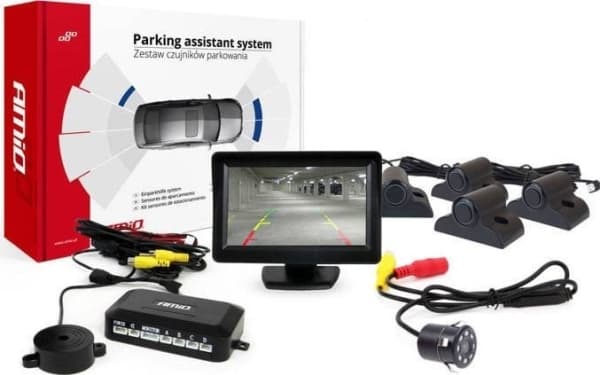 Amio Parkeringssensor Kit TFT01 4,3" med kamera HD-307-IR 4 sensorer svart lastbil