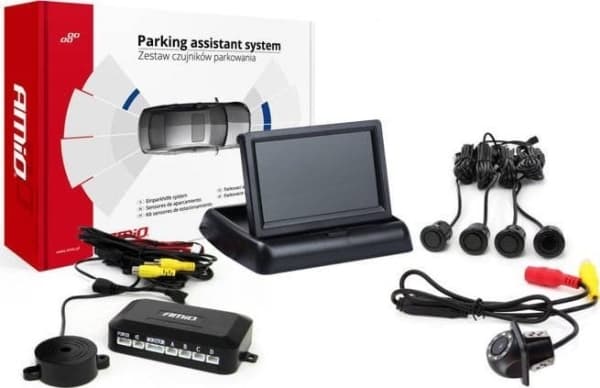 Amio Parkeringssensorsett tft02 4.3" med kamera hd-305-led 4 sensorer svart"gull"