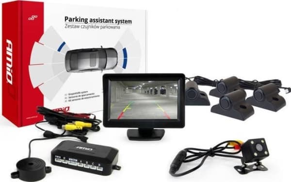 Amio pysäköintianturisarja tft01 4,3" kameralla hd-315-led 4 anturia musta kuorma-auto