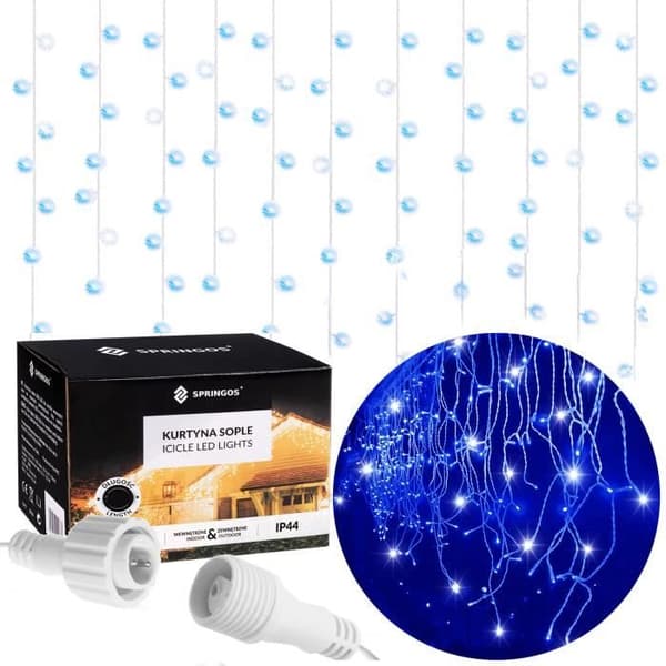 SPRINGOS® Fairy lights 300 lysdioder, 14,5 meter Dekor 8-funktions timer IP44 - Blå