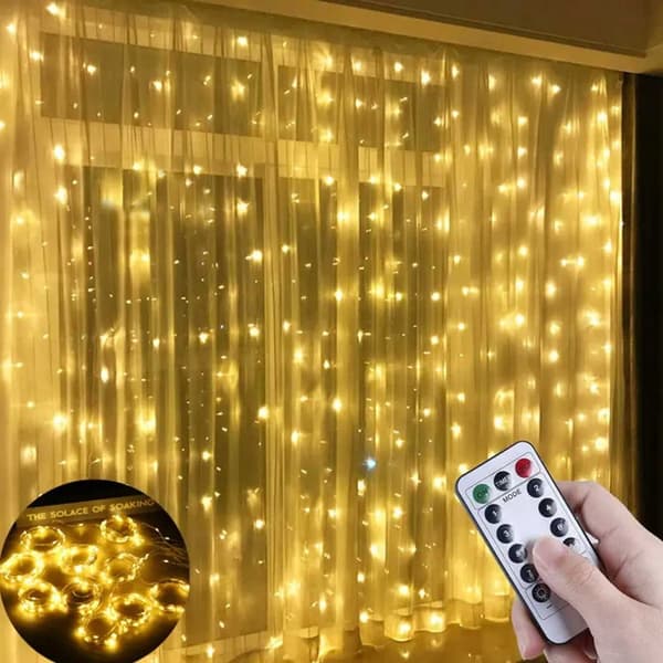 LED Gardin USB  Ljusslinga med Fjärrkontroll 3M Varm Vit