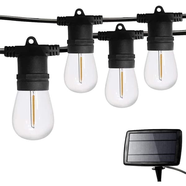 Ljusslinga solcell utomhus med solpanel 20m med 20 utbytbara E27 ledlampor - solcellsbelysning