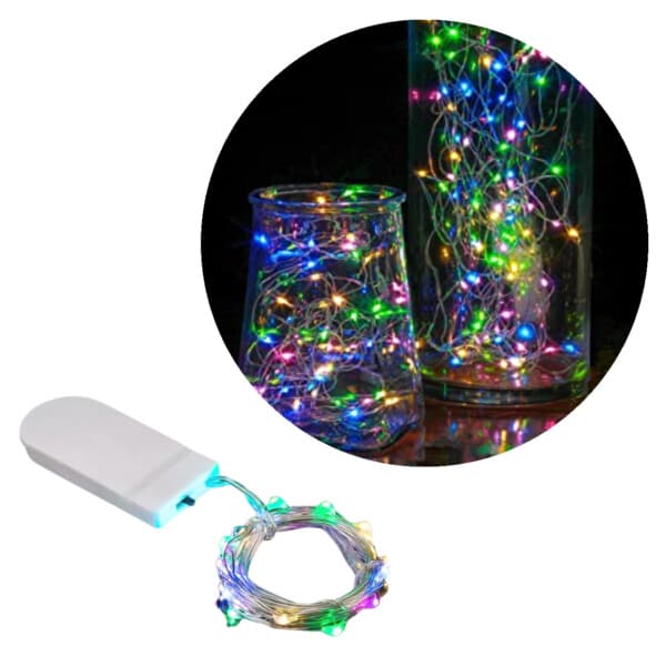 1 m mini LED lyssløyfebatteri -styrt flerfarget