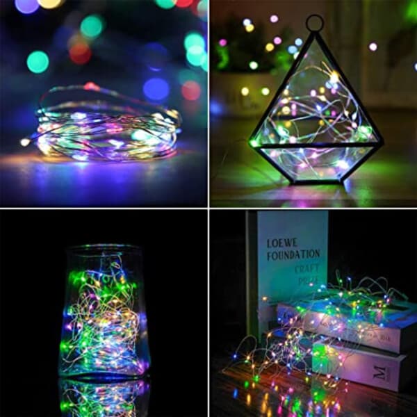 10-pack 1m Mini LED Light Loop Battery Operated Multicolored