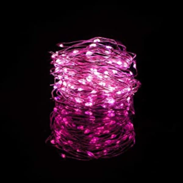 6-Pack 1m Mini LED Light Loop Battery Drevet lyserød