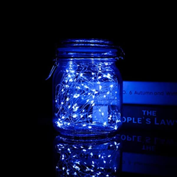 10-Pack 1m Mini LED Light Loop Battery-Powered Blue
