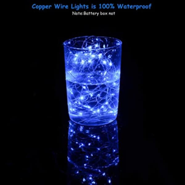 10-Pack 1m Mini LED Light Loop Battery-Powered Blue