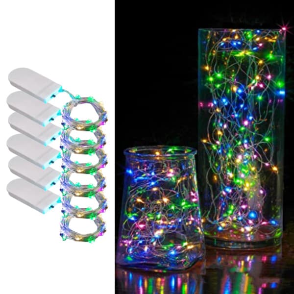 6-pack 1m Mini LED Light Loop Battery Operated Multicolored