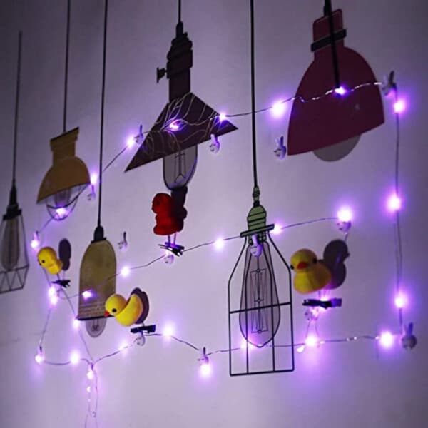 6-Pack 1m Mini LED Light Loop Battery-Powered Purple