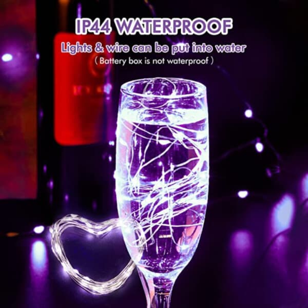 2-Pack 1m Mini LED Light Loop Battery-Powered Purple